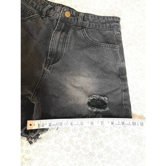 Cider Black Distressed High Rise Denim Shorts Women’s S - Picture 5 of 7